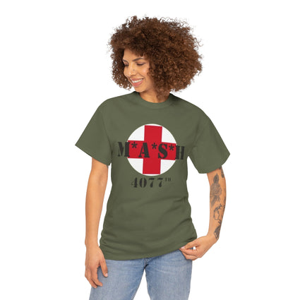 M*A*S*H 4077 Unisex Heavy Cotton Tee - Vintage Military TV Show Gift Shirt, Retro Army Medic T-Shirt, Classic 70s War Comedy Apparel, Mash