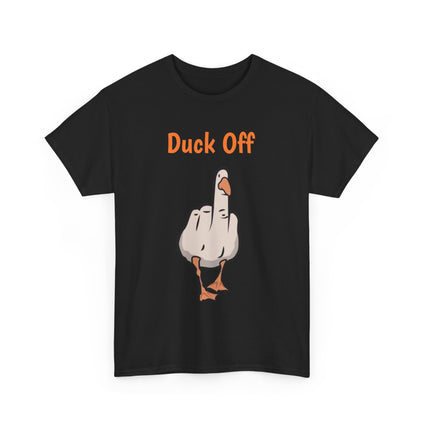 Funny Duck Off Unisex Heavy Cotton Tee, Casual Shirt for Bird Lovers, Gifts for Friends, Humor Apparel, Quirky Fashion