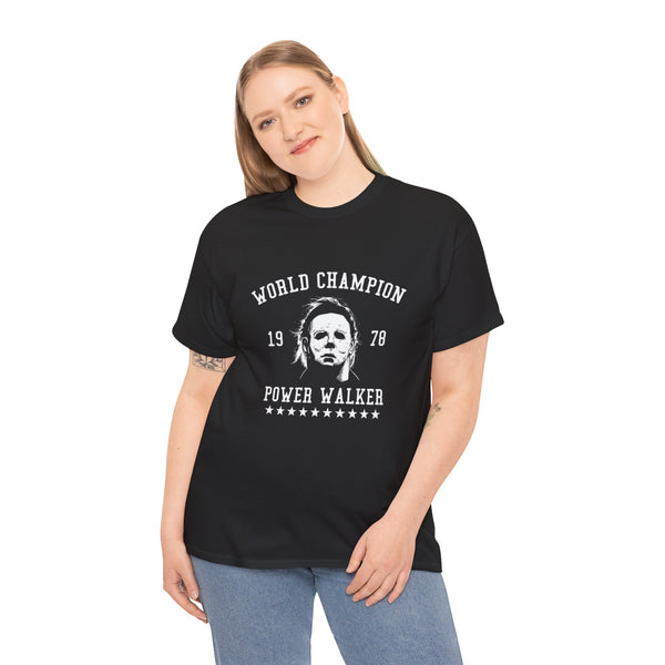 Funny Power Walker Tee - World Champion 1978, Gift for Walkers, Fitness Enthusiasts, Michael Myers Shirt