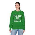 St Patricks Day Feckin Eejit Sweatshirt, Funny Irish Shamrock Jumper, Green Lucky Charm Pullover, Holiday Unisex Crewneck Top, Gift for