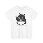 Cute Black Cat Eating Ramen T-Shirt, Cat Lover Tee, Funny Cat Shirt, Kawaii Kitty Top, Unisex Graphic Tee