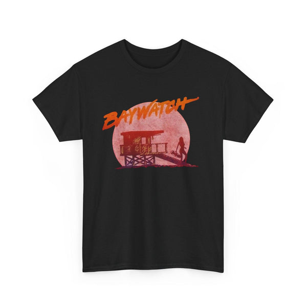 Vintage Baywatch T-Shirt, Retro 90s Lifeguard Sunset Graphic, Oversized Boxy Fit Cotton Tee, Sun-Bleached Aesthetic Streetwear
