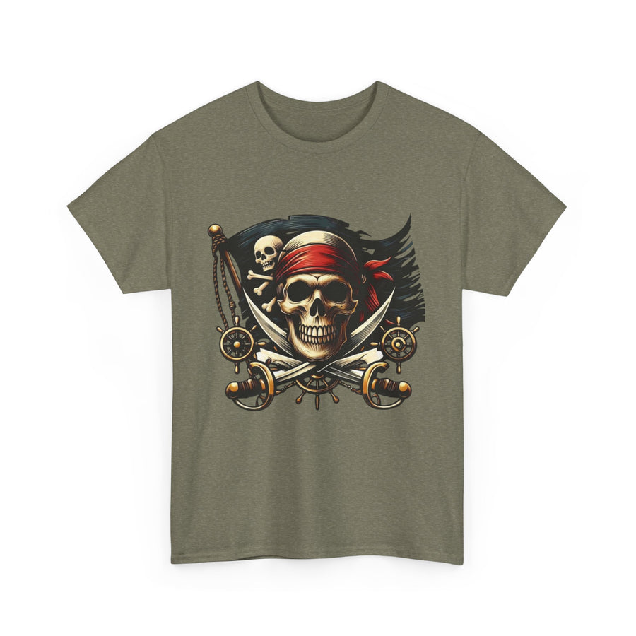 Pirate Adventure Front and Back Tee, Skull Graphic T-Shirt for Nature Lovers, Perfect for Halloween, Reef & Beach Celebrations