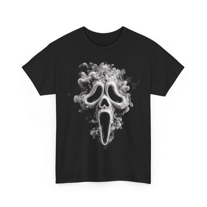 Smoky Ghostface Tee, Halloween Shirt, Spooky Graphic T-Shirt, Unisex Ghost Costume Top, Creepy Smoke Apparel, Horror Movie Lover Gift