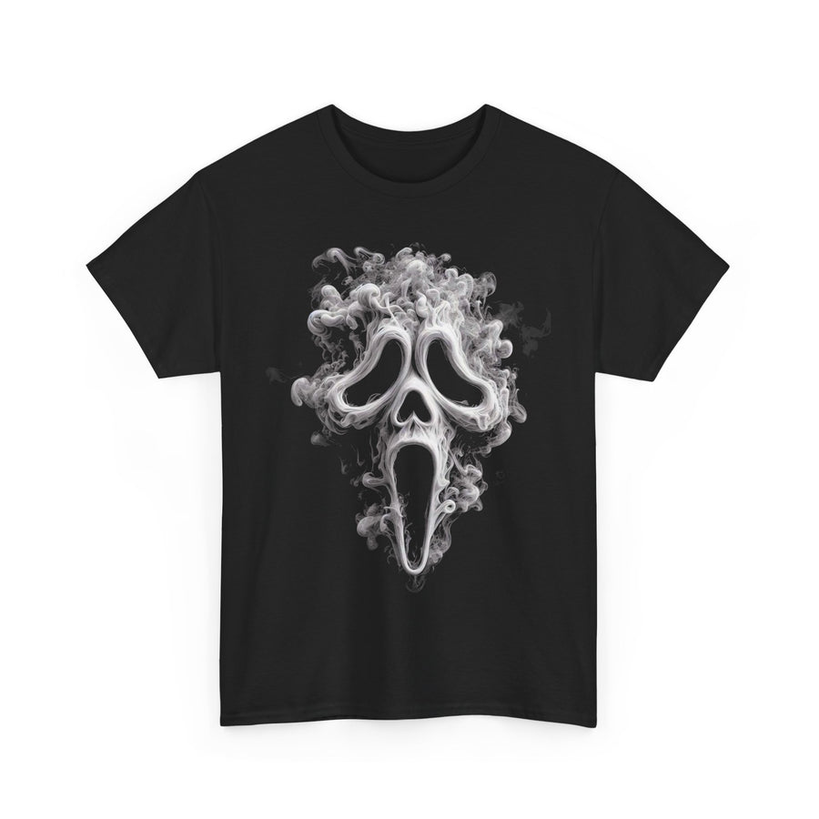 Smoky Ghostface Tee, Halloween Shirt, Spooky Graphic T-Shirt, Unisex Ghost Costume Top, Creepy Smoke Apparel, Horror Movie Lover Gift