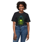 Violet and Neon Green Sinister Skull T-shirt