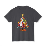 Christmas Trio Unisex T-Shirt with Santa, Snowman, and Elf Design