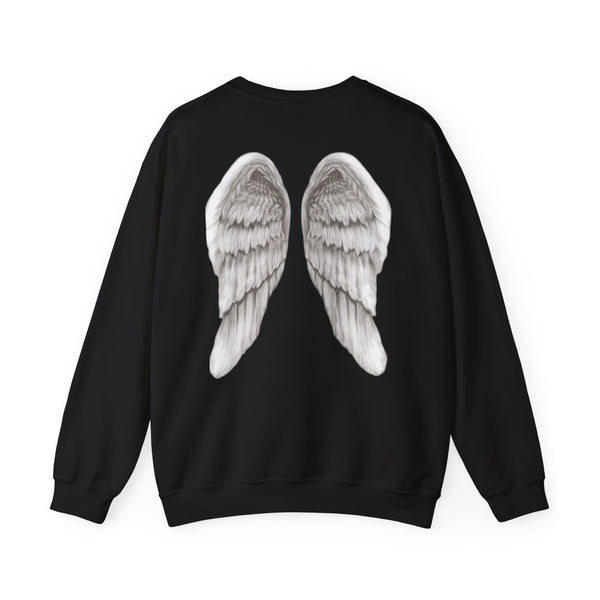 Angel Wings on the Back Sweatshirt, Top with Front 'Angel' Design, Religious Gift for Men and Women, Guardian Angel Apparel, Spiritual