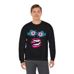 Psychadelic Eye & Mouth Graphic Sweatshirt, Fun Casual Wear, Halloween Costume, Unique Gift, Streetwear Style
