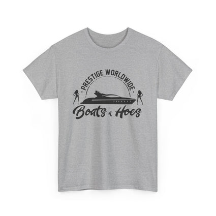 Prestige Worldwide 'Boats & Hoes' Unisex Heavy Cotton Tee, Funny Graphic Shirt, Beachwear, Gift for Him, Summer Casual Wear