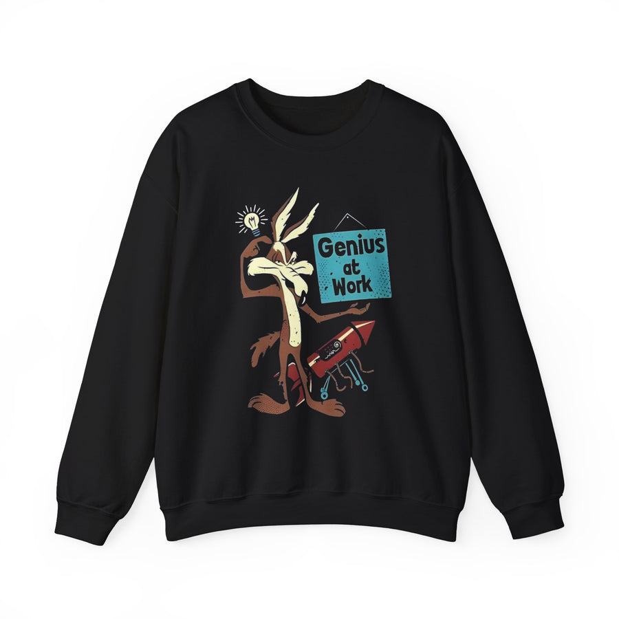 Genius at Work Sweatshirt, Wile E Coyote Inspired, Looney Tunes, Cartoon, Funny Animal, Crewneck Jumper