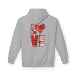 Heart Patchwork Front and Back Print Love Hoodie, Valentine's Day Sweatshirt, Romantic Unisex Fleece Jumper, Cozy Couples Gift