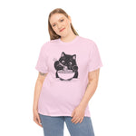 Cute Black Cat Eating Ramen T-Shirt, Cat Lover Tee, Funny Cat Shirt, Kawaii Kitty Top, Unisex Graphic Tee