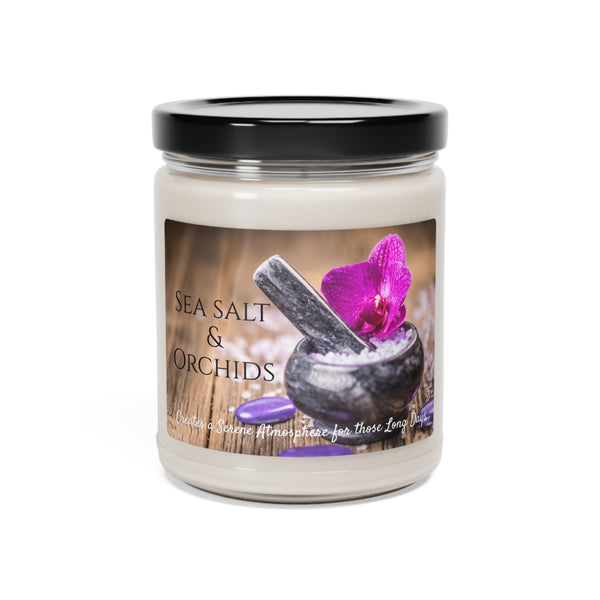 Sea Salt and Orchids Scented Soy Candle, 9oz - By Dragonfly City