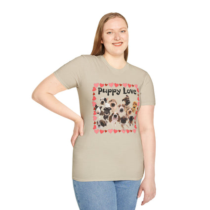 Puppy Love Unisex T-Shirt, Dog Lover Tee, Cute Animal Graphic Shirt, Pet Owner Gift, Soft Cotton Top