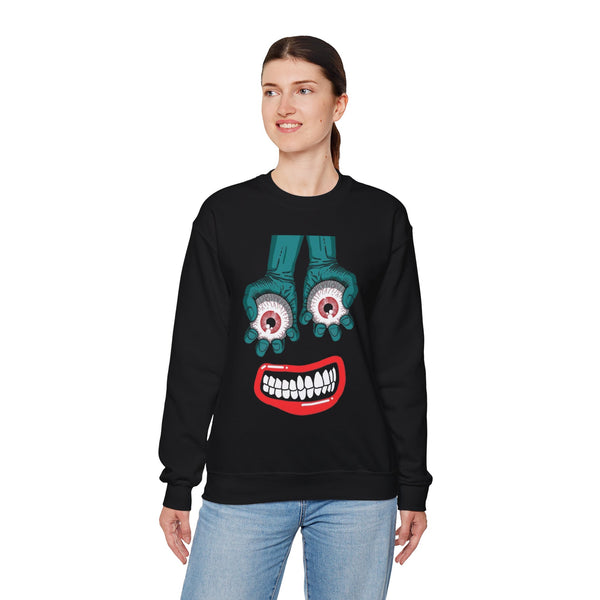 Quirky Monster Eyes Sweatshirt, Fun Graphic To[, Casual Wear, Gift for Friends, Halloween Shirt, Graphic Sweatshirt