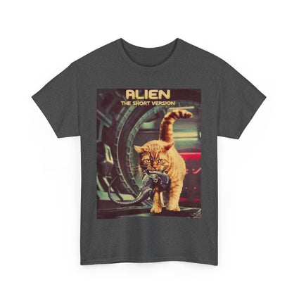 Alien Cat Unisex Heavy Cotton Tee, Sci-Fi Movie Lover Gift, Funny Alien Cat Shirt, Extraterrestrial Tee, Space Lover Shirt