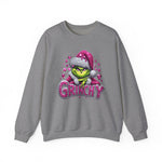 Pink Rhinestone Grinchy Sweatshirt, Holiday Crewneck Jumper, Christmas Sweater,