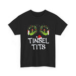 Tinsel Tits Wreath Bra T-Shirt | Funny Christmas Holiday Tee