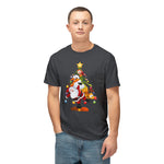 Christmas Trio Unisex T-Shirt with Santa, Snowman, and Elf Design