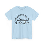 Prestige Worldwide 'Boats & Hoes' Unisex Heavy Cotton Tee, Funny Graphic Shirt, Beachwear, Gift for Him, Summer Casual Wear