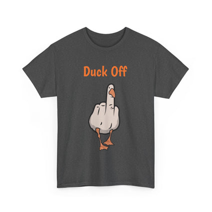 Funny Duck Off Unisex Heavy Cotton Tee, Casual Shirt for Bird Lovers, Gifts for Friends, Humor Apparel, Quirky Fashion