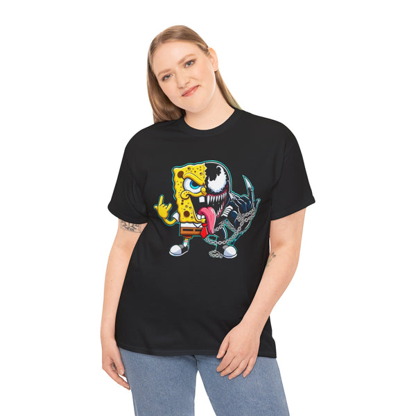 Sponge-Venom Graphic Tee, Cool Graphic T-Shirt, Unisex Cotton Tee, Cartoon Mashup Shirt, Fun Gift for Teens, Unique Apparel