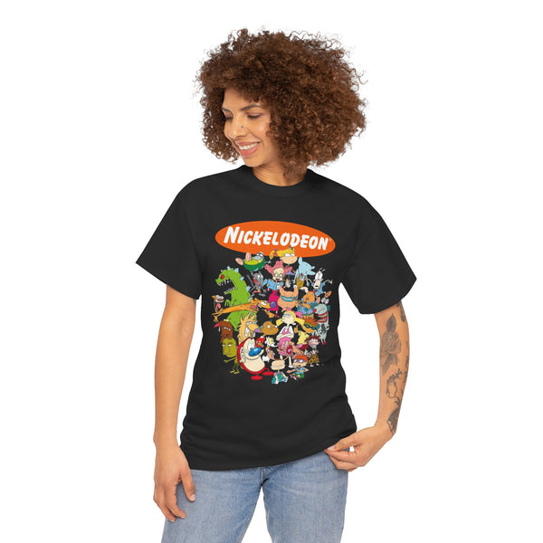 Nickelodeon Nostalgia Unisex Heavy Cotton Tee - 90s Cartoon Legends Shirt, Gift for Fans, Birthday Surprise, Casual Wear, Vintage Style