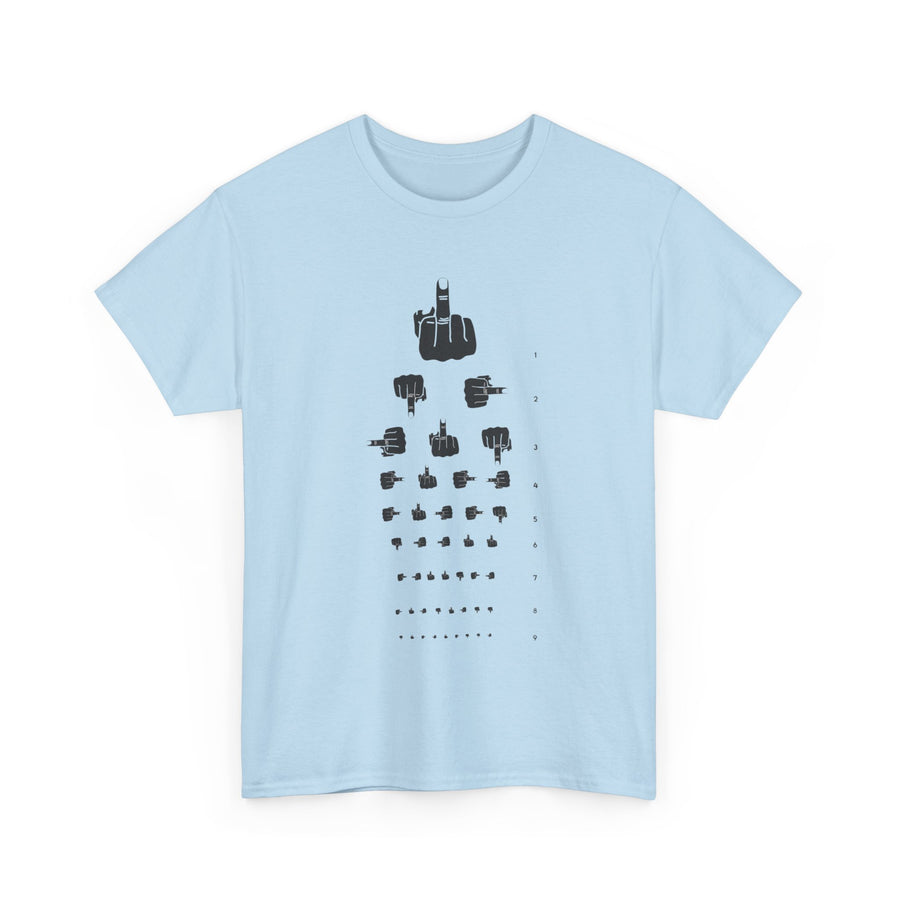 Funny Hand Gesture Eye Chart T-Shirt, Unisex Graphic Tee, Humorous Sight Test Shirt, Sarcastic Vision Exam Top, Hilarious Optometrist Gift