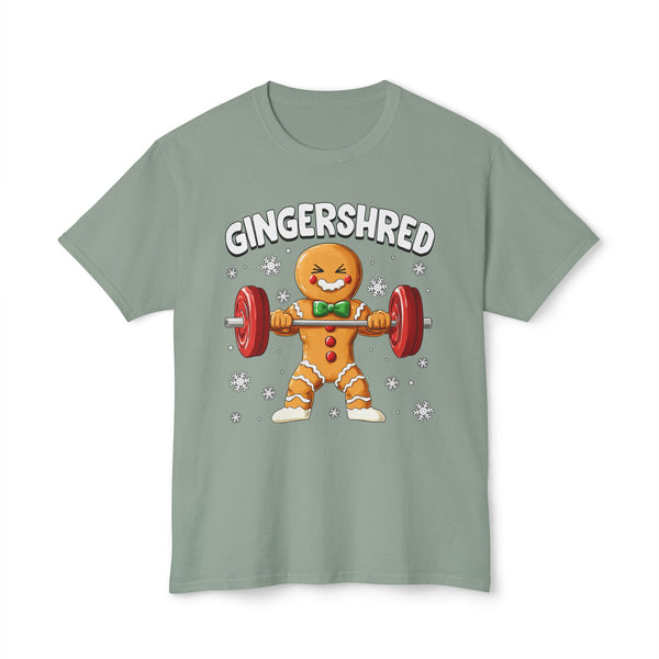 Funny Gingerbread Man Lifting Weights Gingershred T-shirt