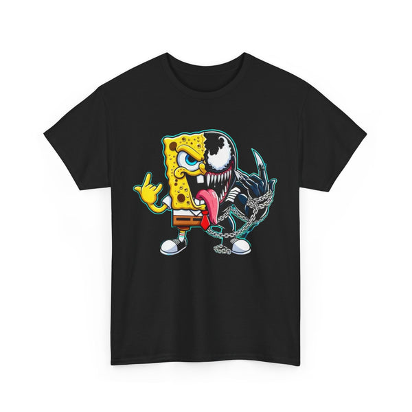 Sponge-Venom Graphic Tee, Cool Graphic T-Shirt, Unisex Cotton Tee, Cartoon Mashup Shirt, Fun Gift for Teens, Unique Apparel