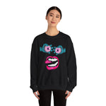 Psychadelic Eye & Mouth Graphic Sweatshirt, Fun Casual Wear, Halloween Costume, Unique Gift, Streetwear Style