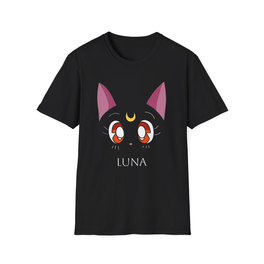 Luna Sailor Moon Cat Unisex Softstyle T-Shirt, Cute Anime Tee, Magical Cat Shirt, Kawaii Graphic Top, Cosplay Gift Shirt