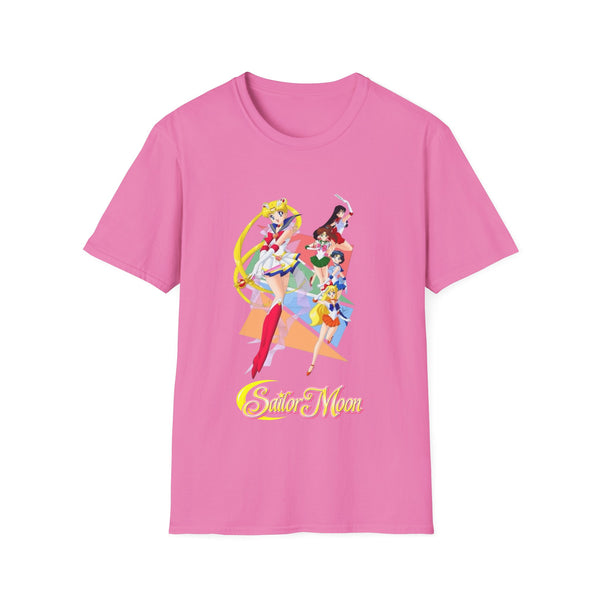 Celestial Guardian Unisex Softstyle T-Shirt, Cute Anime Graphic Tee, Casual Wear, Gift for Cosplay Fans, Summer Fashion, Moon Lover Gift