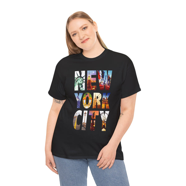 New York City Unisex Heavy Cotton Tee, NYC Skyline T-Shirt, Empire State Building Shirt, Tourist Gift, Travel Top, Gift for New Yorkers