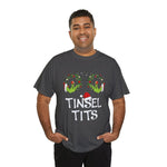 Tinsel Tits Wreath Bra T-Shirt | Funny Christmas Holiday Tee