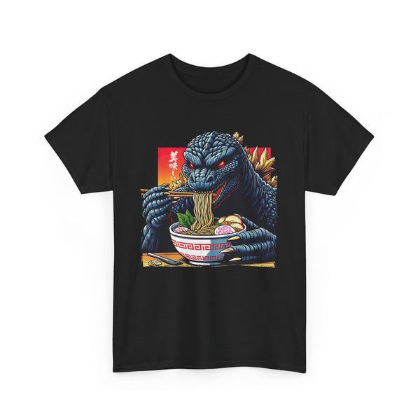 Godzilla Eating Ramen T-Shirt, Japanese Monster Tee, Kaiju Lover Shirt, Funny Ramen Noodles Top, Vintage Japanese Film T-Shirt