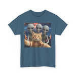 Cat Selfie Unisex Tee, Alien Greys Graphic Shirt, Funny Cat Lover Top, Cute Cat Tee, Extraterrestrial T-Shirt, Animal Selfie Apparel