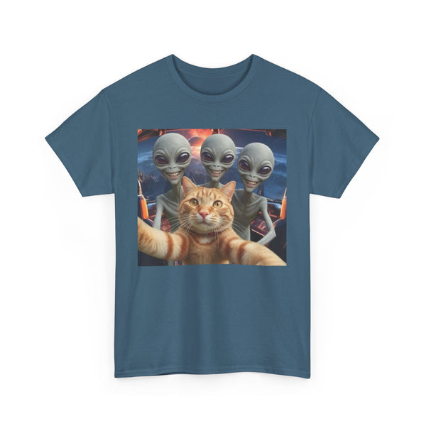 Cat Selfie Unisex Tee, Alien Greys Graphic Shirt, Funny Cat Lover Top, Cute Cat Tee, Extraterrestrial T-Shirt, Animal Selfie Apparel