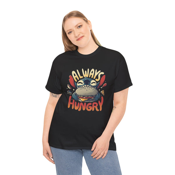 Funny Always Hungry Stitch T-Shirt, Food Lover Gift, Humorous Tee, Appetite Shirt, Hangry Top