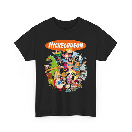 Nickelodeon Nostalgia Unisex Heavy Cotton Tee - 90s Cartoon Legends Shirt, Gift for Fans, Birthday Surprise, Casual Wear, Vintage Style