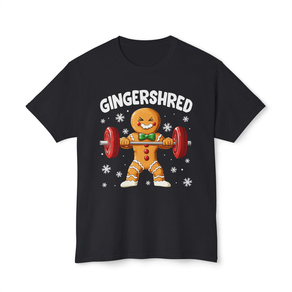 Funny Gingerbread Man Lifting Weights Gingershred T-shirt