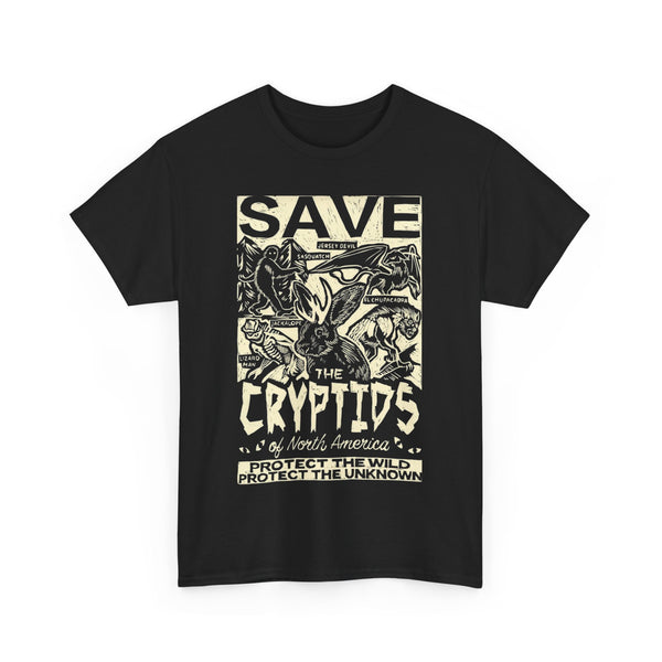 Save the Cryptids Tee - Vintage-Inspired Unisex Heavy Cotton T-Shirt, Perfect for Nature Lovers, Eco Awareness, Halloween, Cryptozoology