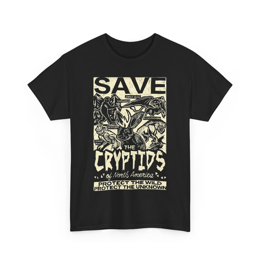 Save the Cryptids Tee - Vintage-Inspired Unisex Heavy Cotton T-Shirt, Perfect for Nature Lovers, Eco Awareness, Halloween, Cryptozoology