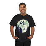 Moonlight Ride Unisex Heavy Cotton Tee, Elliot and E T Funny Mishap Shirt, Retro Movie Lover Gift, Sci-Fi Fan Apparel, Vintage Graphic Tee