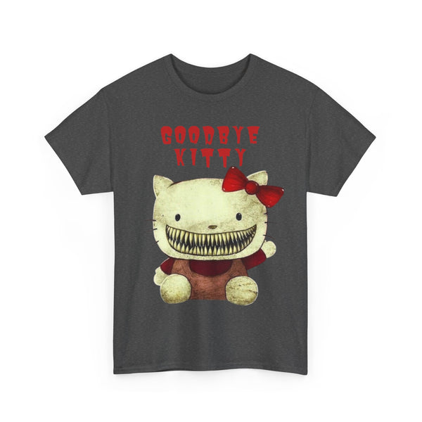 Goodbye Kitty Tee, Edgy Cat Shirt, Unisex Graphic T-Shirt, Alternative Kitty Print Top, Razor Teeth Hello Kitty Tee, Cool Cat Costume