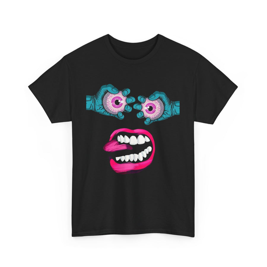 Psychadelic Eye & Mouth Graphic Tee, Unisex Cotton T-Shirt, Fun Casual Wear, Halloween Costume, Unique Gift, Streetwear Style