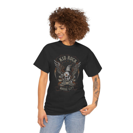 Kid Rock Motor City Unisex Heavy Cotton Tee, Black Rock T-Shirt, Music Fan Apparel, Gift for Concert Goers, Rock and Roll Outfit, Casual