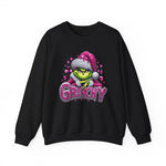 Pink Rhinestone Grinchy Sweatshirt, Holiday Crewneck Jumper, Christmas Sweater,