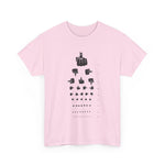 Funny Hand Gesture Eye Chart T-Shirt, Unisex Graphic Tee, Humorous Sight Test Shirt, Sarcastic Vision Exam Top, Hilarious Optometrist Gift